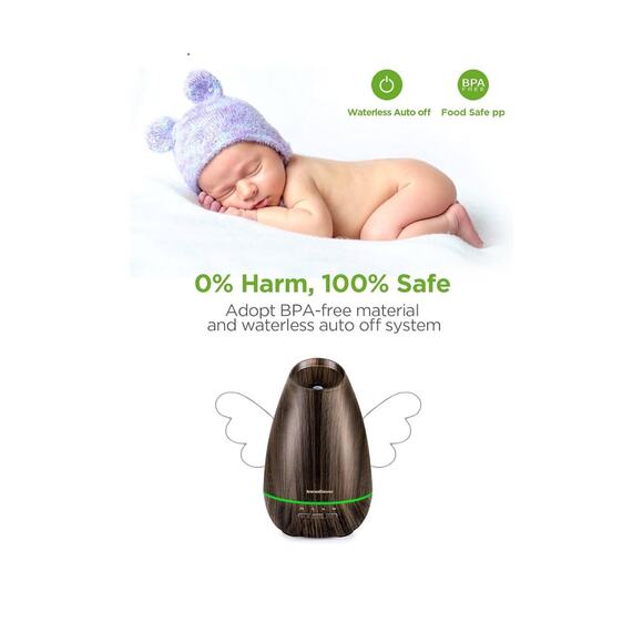 InnoGear Essential Oil Diffuser 400ml Aromatherapy Cool Mist Wood Grain - Picture 6 of 16